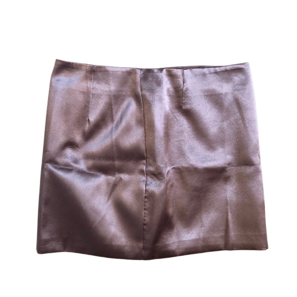 H&M Shimmering Satin Mini Skirt in Mauve Taupe